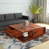 Revista Solid Sheesham Wood Coffee Table (Natural Finish)